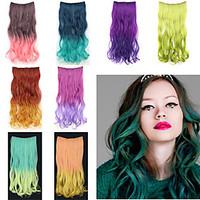 20 inch long wavy synthetic clip in hair extensions with 5 clips 8 col ...