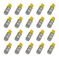 20pcs t10 95050 smd led car light bulb yellow light dc12v