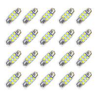 20Pcs 31mm 62835 SMD LED Car Light Bulb Warm Light DC12V