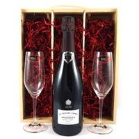 2005 Bollinger Rosé Grand Annee Vintage Champagne 2005 with Two Riedel Crystal Champagne Flutes