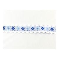 20mm Woven Jacquard with Ric Rac Trimming Blue & White