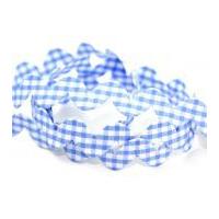 20mm gingham padded floral ric rac trimming blue