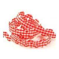 20mm Gingham Padded Floral Ric Rac Trimming Red