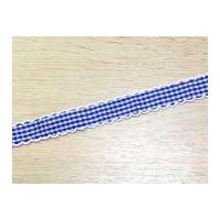 20mm Crochet Edge Gingham Ribbon Royal Blue