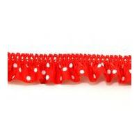 20mm Polka Dot Frilled Stretch Trimming Red