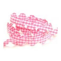 20mm gingham padded floral ric rac trimming pink