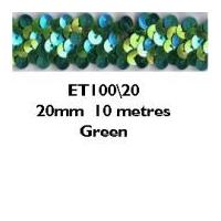 20mm essential trimmings stretch sequin trimming green