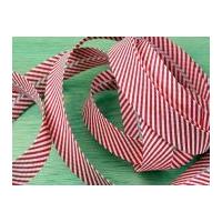 20mm essential trimmings stripe print cotton bias binding tape red