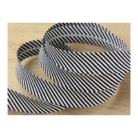 20mm Essential Trimmings Stripe Print Cotton Bias Binding Tape Black