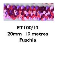 20mm Essential Trimmings Stretch Sequin Trimming Fuchsia Pink