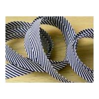 20mm Essential Trimmings Stripe Print Cotton Bias Binding Tape Navy Blue