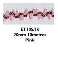 20mm Essential Trimmings Wiggly Sequins on Ribbon Trimming Pink