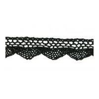 20mm Essential Trimmings Crochet Effect Metallic Lace Trimming Black