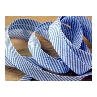 20mm Essential Trimmings Stripe Print Cotton Bias Binding Tape Light Blue