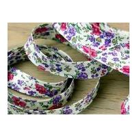 20mm Essential Trimmings Ditsy Flower Print Cotton Bias Binding Tape Lilac, Pink & Cream