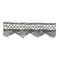 20mm Essential Trimmings Crochet Effect Metallic Lace Trimming Antique Silver