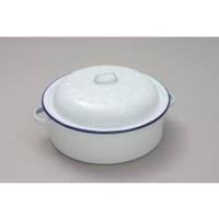 20cm white round enamel roaster