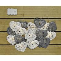 20 LED Grey and White Heart (Battery) String Lights by Kingfisher