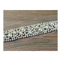 20mm Heavy Multi Sized Pearl Bead Couture Bridal Lace Trimming Ivory