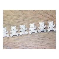 20mm Cut Out Teddy Bear Shaped Trimming White