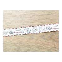 20mm Travel Print Cotton Ribbon Pink & Grey