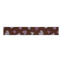 20mm bowtique hearts grosgrain ribbon chocolate brown