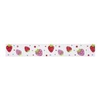 20mm Bowtique Strawberries Grosgrain Ribbon White