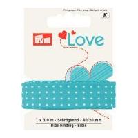 20cm Prym Love Bias Binding Dot Print 3m Blue