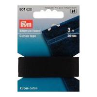 20mm prym plain cotton tape 3m black