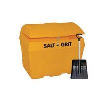 200l YELLOW GRIT BIN WITHOUT HOPPER PLUS HASP/STAPLE AND SMALL SHOVEL