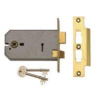 2077-6 3 Lever Horizontal Mortice Lock Polished Brass 149mm