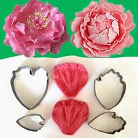 2016 New Arrivel Flower-Making Accessories Stainless Steel Gum Paste Peony Floral Petal Cutter Silicone Veiners Mold