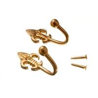 20 Pairs Curtain Tie Back Hold Ba Hooks Fleur De Lys Ball End Brass + Screws