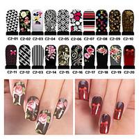 20pcs water transfer nail art stickers full cover diy nail designs man ...