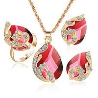 2017 Jewelry Sets 5 Color Crystal Peacock Jewelry Sets Bride Wedding Necklace Earrings Ohrringe Ring Set parure bijoux femme