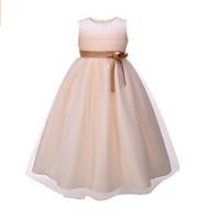 2017 ball gown knee length flower girl dress organza sleeveless jewel  ...