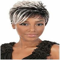 2015 African American Wigs Fashion Short Straight Woman\'s Synthetic Wigs Hair Gray Wig