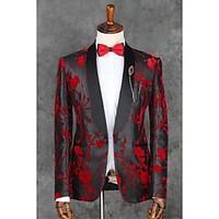 2017 suits slim fit notch single breasted one button polyester pattern ...