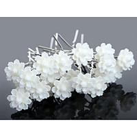 20pcs White Flower U Shape Flower Wedding Headpieces Hairpins