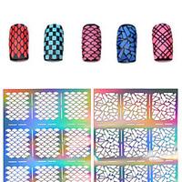 2016 New 1pcs Silver Hollow Stencil Nail Stickers Fish Scale Pattern DIY Nail Stamping Polish Guide Manicure Tools