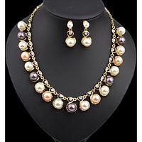 2017 Fashion Charm Bridal Jewelry Sets Colorful Pearl Rhinestone Drop Earrings Pendant Necklace Wedding Jewelry Accessories