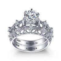 2016 personalized noble 925 sterling silver couples cz stone wedding r ...