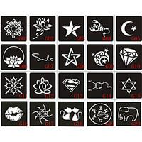 20pcs 6X6CM Henna Tattoo Stencil Template For Painting, Airbrush Tatoo Temporary Tattoos