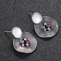 2017 Brincos Fashion Vintage Ancient Silver Earrings With Stone Opal Earrings For Women Colorful Rhinestone Jewelry