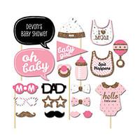 20PCS Pink Girl Baby Shower Card Paper Photo Booth Props Party Fun Favor
