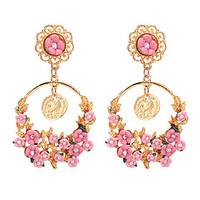 2017 Summer Bohemia Pastoral Small Fresh Vintage Round Flower Pendant Earrings For Women Weddings Popular Jewelry Accessories