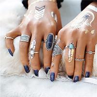 2017 new 8pcsset midi ring sets for women boho beach vintage tibetan t ...