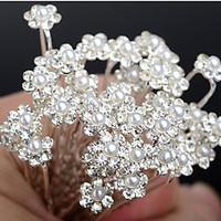 20pcs Pearl Flower U Shape Flower Wedding Headpieces Hairpins