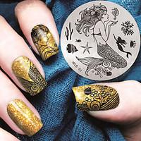 2016 Latest Version Fashion Pattern Mermaid Nail Art Stamping Image Template Plates