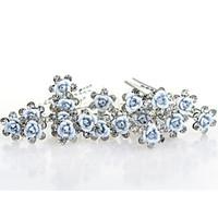 20pcs Blue Rose U Shape Flower Wedding Headpieces Hairpins